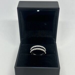 Moissanite Diamond Ring Enhancer Double Row Wedding Band Brilliant GRA Size 10